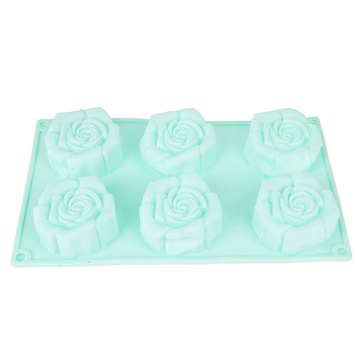 Форма силиконовая для выпечки 6 ячеек Роза 7*7*3,5см/ 28,5*17*4см.(4вида) (силикон) (без упаовки) - Nouvelle фото 3