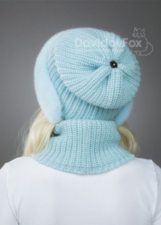 Комплект Ника норка трикотаж голубая манишка