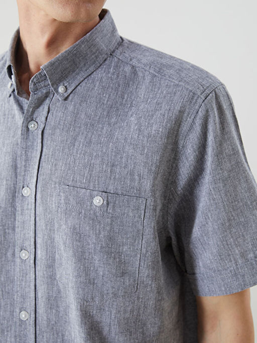 Regular Fit Keten Kar???ml? Erkek G?mlek