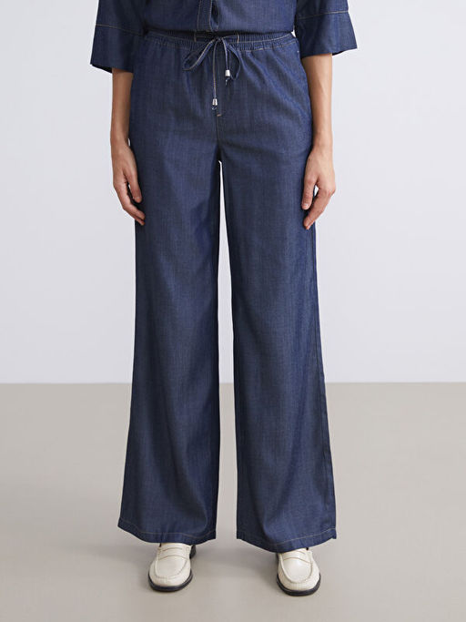 Beli Lastikli Wideleg Kad?n Jean Pantolon