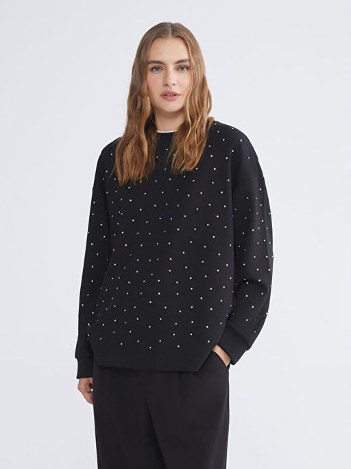 Ta?l? Oversize Kad?n Sweatshirt Tunik