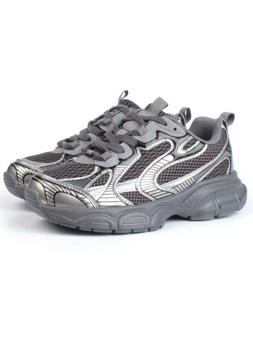 05-P247-1 BLACK/SILVER Кроссовки женские (искусственные материалы, сетка)