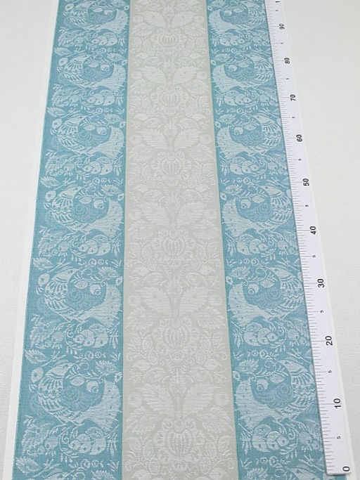 Холст полотенечный жаккард Птицы цв.бирюзово-зеленый/серый, ш.0.5м, лен-30%, хл-70% - Купава фото 4