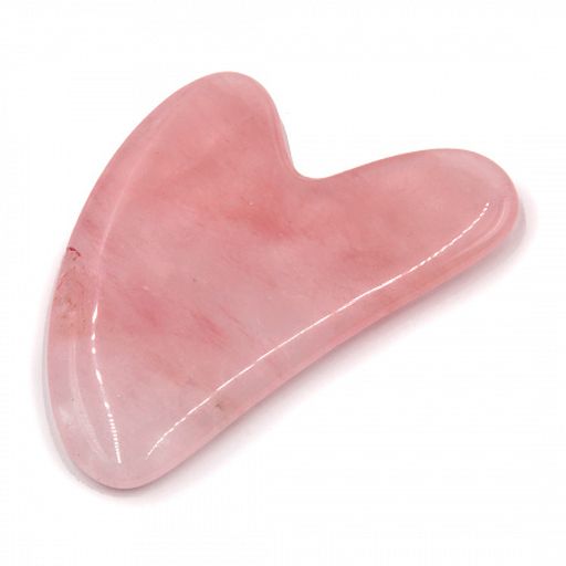 Скребок из камня Розовый кварц для лица и массажа Гуаша