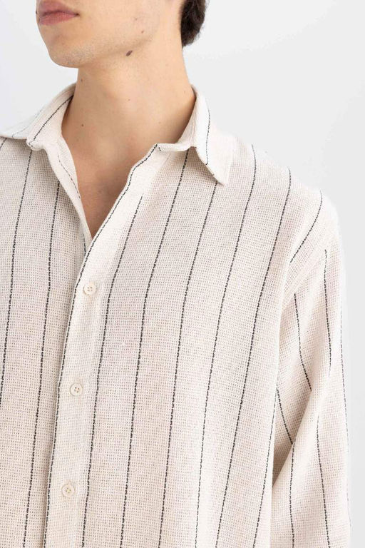 Рубашка в полоску с длинным рукавом Relax Fit - Defacto фото 5