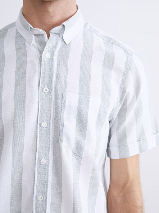 Regular Fit K?sa Kollu ?izgili Arm?rl? Erkek G?mlek