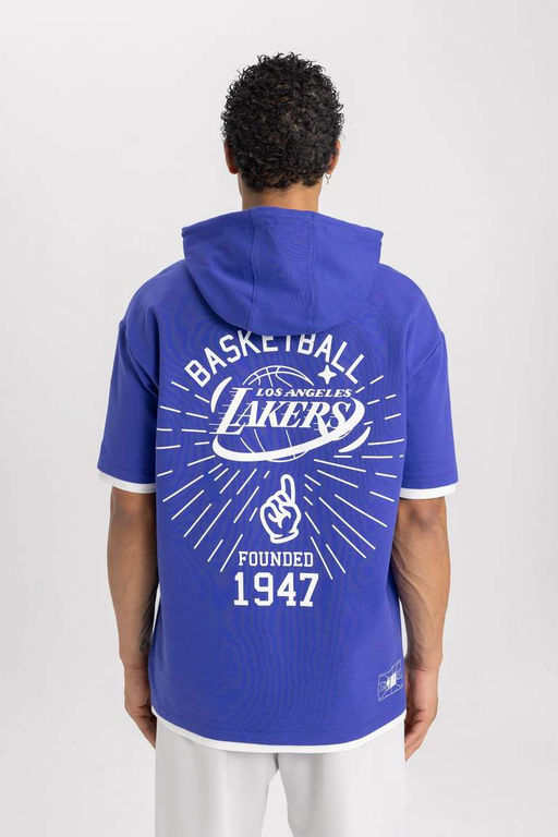 DeFactoFit Футболка оверсайз с капюшоном и короткими рукавами НБА Лос-Анджелес Лейкерс  фото 10