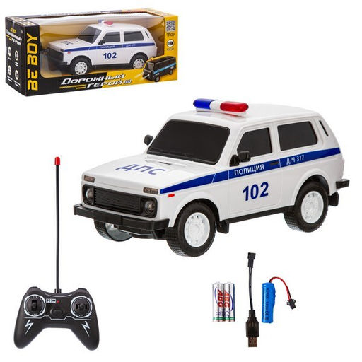 Р/У на аккумул. BeBoy 24*11*13см "LADA Niva. Полиция" (IT110719) подсветка, резиновые покрышки, в коробке