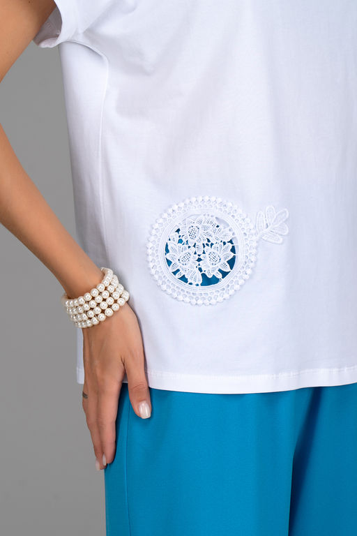 Футболка Нинель (белый/кружево) - Эльза фото 2