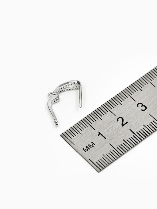 Швензы с английской застежкой с цирконом Капля, белые в серебре (1 пара)