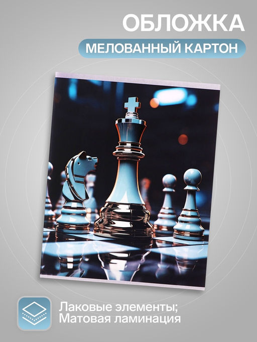 Цена за 4 шт. Тетрадь 96 листов в клетку, Calligrata «Шахматы», МИКС