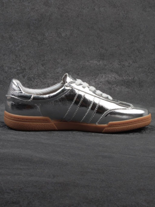 03-B6C-7C GREY/SILVER Кеды женские (натуральная кожа)