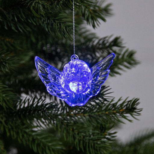 Ёлочная игрушка Ангел, 8х5х4.5 см, 1 LED, от батареек, свечение мульти (RGB)