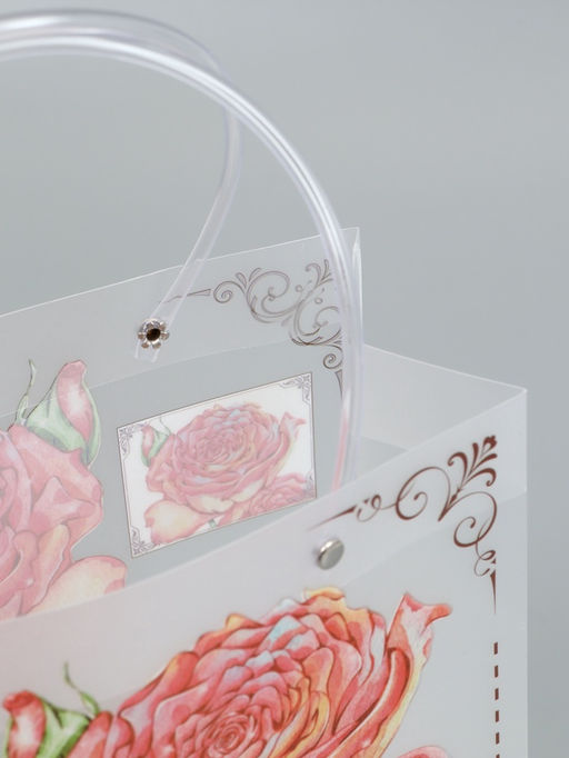 Пакет подарочный прозрачный, "Розы", 22 х 10 х 24 см