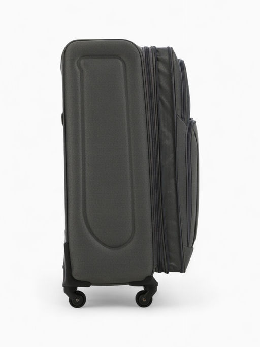 Чемодан на колёсах большой 97 л (L), на молнии, с увеличением, кодовый замок, 4 колеса, серый