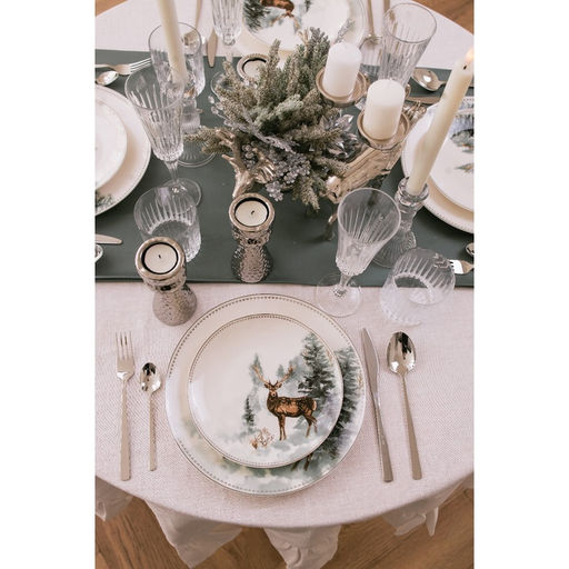 Тарелка новогодняя «Зимний лес», d=27 см, фарфор, белая