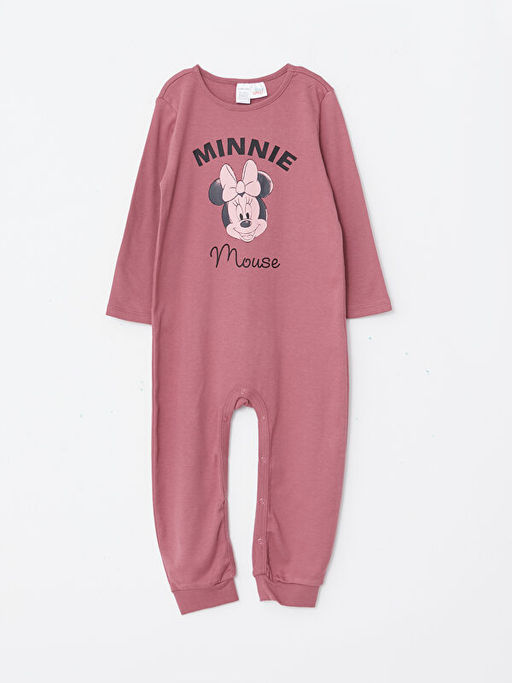 Bisiklet Yaka Uzun Kollu Minnie Mouse Bask?l? K?z Bebek Tulum 2li - Waikiki фото 3