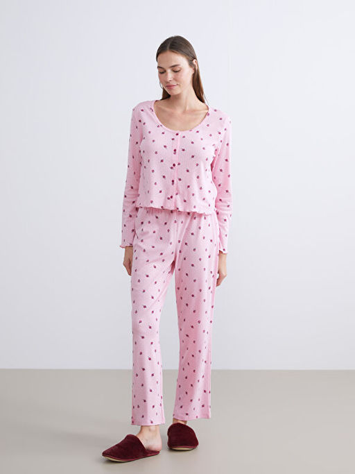 Petite U Yaka ?i?ekli Kad?n Pijama Tak?m?