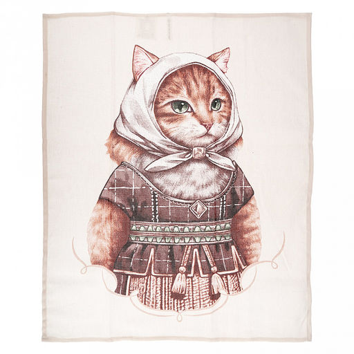 Полотенце кухонное 50х60см "Kitchen & Marfa", набор 3шт, рогожка 156г/м2, хлопок 100%, на картоне, "Домашняя мода" (Россия)