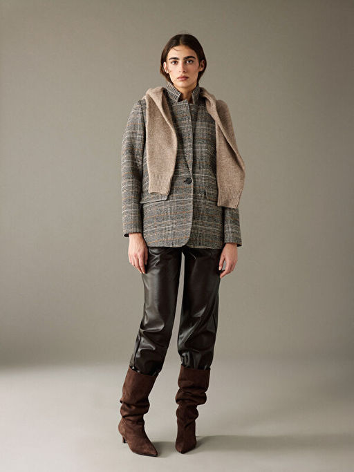 Ekose Kad?n Ka?e Blazer Ceket