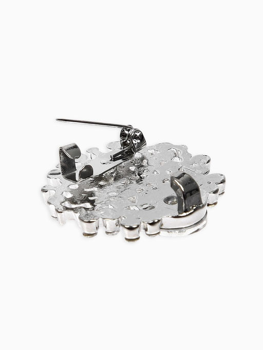 Зажим для кардигана "Ажур", веер, цвет белый в серебре