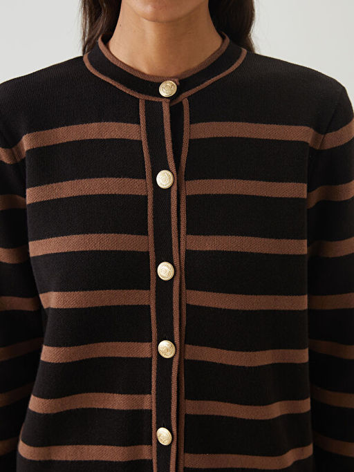 Bisiklet Yaka ?izgili Kad?n Triko H?rka