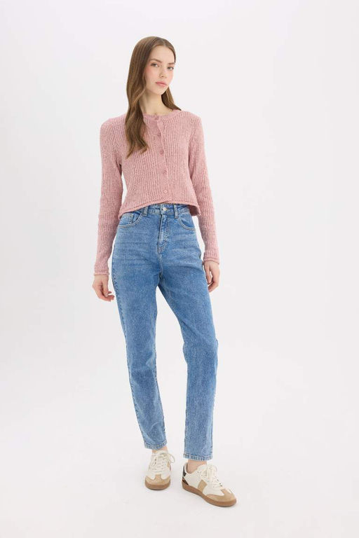 Slim Fit Dar Kesim Bisiklet Yaka Dugmeli Triko H?rka - Defacto фото 3