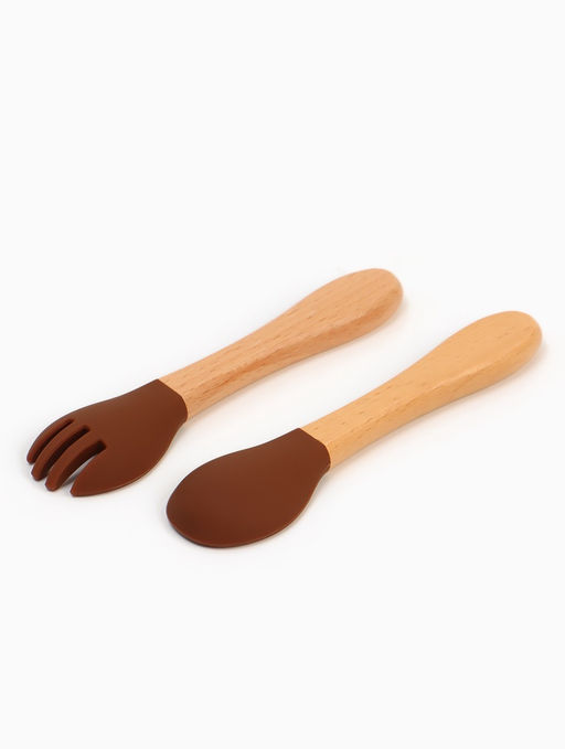 Тарелка детская секционная с ложкой и вилкой, 3 секции, молочный, Mum&Baby