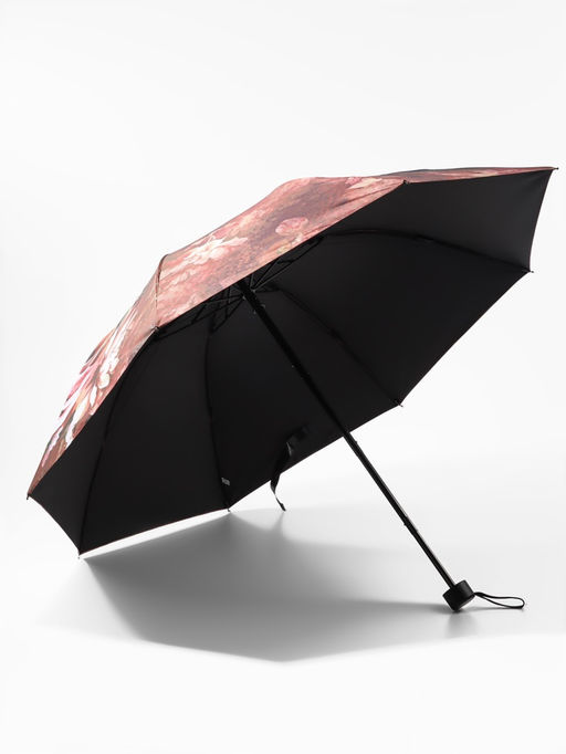 Зонт механический Воздушные пионы, эпонж, 4 сложения, 8 спиц, R=48/55 см, d=96 см, МИКС