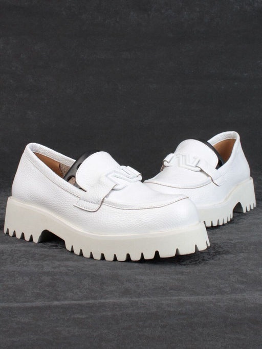 03-HP9967B WHITE Лоферы женские (натуральная кожа)