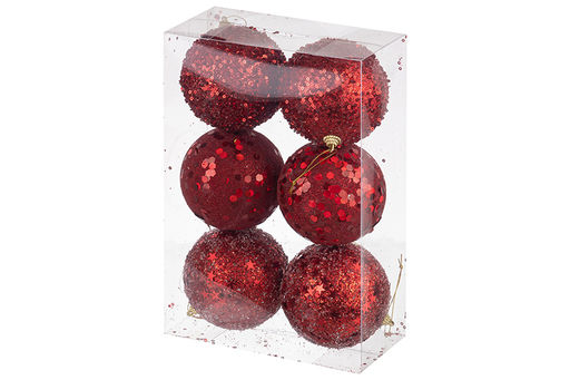 Набор 6 новогодних шаров 9,5*9,5 см Красный - Elan gallery фото 7