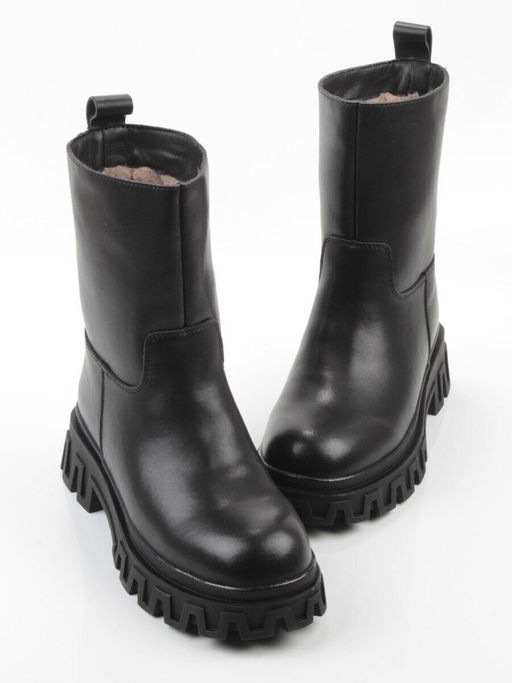 04-PAT148-1Z BLACK Ботинки зимние женские (натуральная кожа, 100% шерсть)