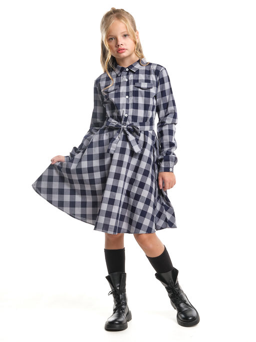 Нарядное платье праздничное модная детская одежда UD 7774 серо-син клетка - Mini maxi фото 6