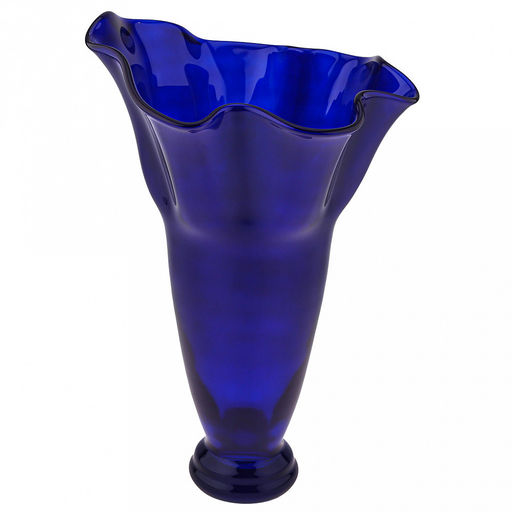 Ваза для цветов стеклянная "Фазолетто-3" 6,7л, д29,2см, h35,7см, малая, свободного выдувания, "Фазолетто", кобальт (Россия)