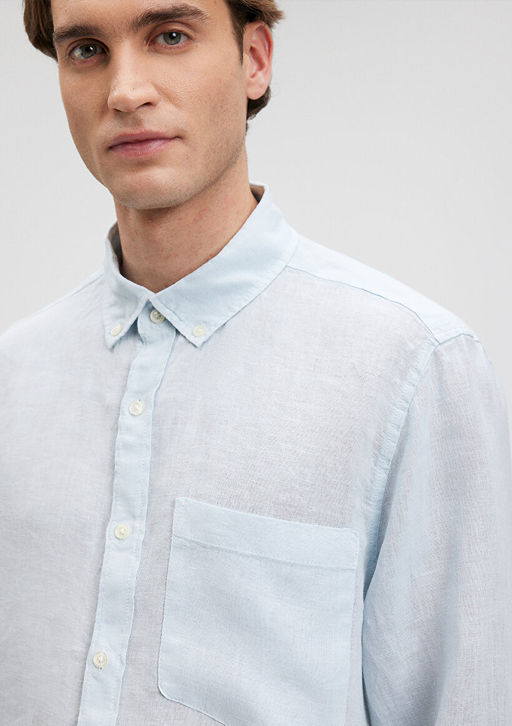 Keten Kar?s?ml? Mavi Gomlek  фото 5