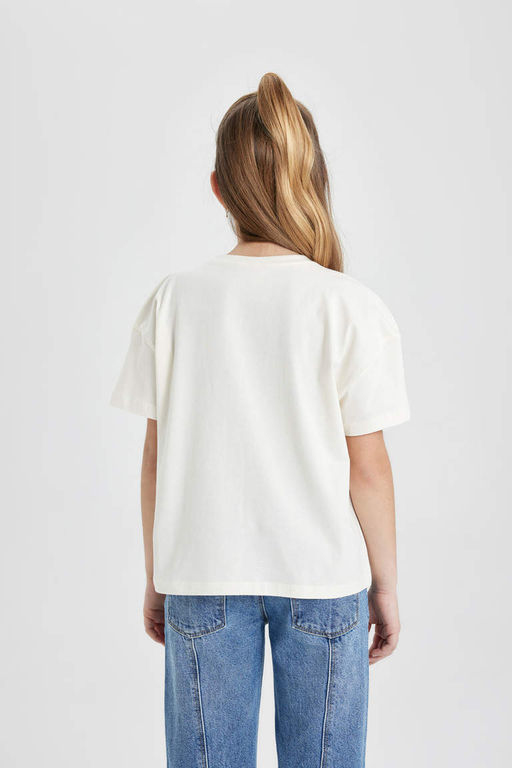 Футболка с коротким рукавом с принтом для девочек - Defacto фото 6