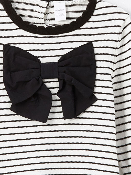 Bisiklet Yaka ?izgili K?z ?ocuk Kazak - Waikiki фото 3