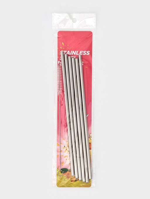 Набор металлических трубочек Straws, 6 шт, 21 см, сталь 304 - Доляна фото 14