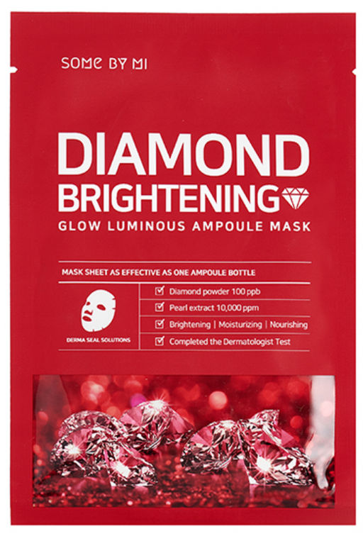 1шт SOME BY MI Ампульная тканевая маска для лица с алмазной 25г DIAMOND BRIGHTENING GLOW LUMINOUS AM