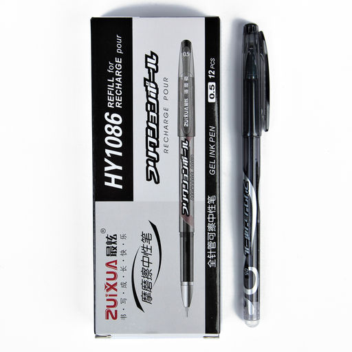 Цена за 12 шт. Ручка гелевая со стираемыми чернилами 0.5 мм, стержень чёрный, корпус тонированный