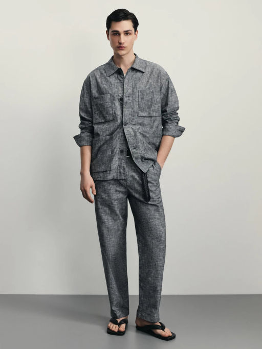 Рубашка овершот со льном / Zarina  фото 2