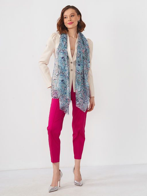 Большой, мягкий, тонкий и очень нежный двусторонний палантин с рисунком в стиле арт-деко - Tantino фото 3