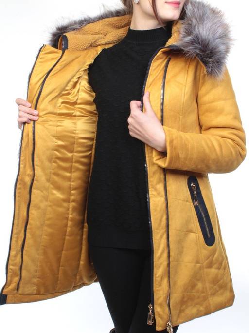 5193 YELLOW Парка женская зимняя (150 гр синтепон, искусственный мех) - Фабричный китай фото 10