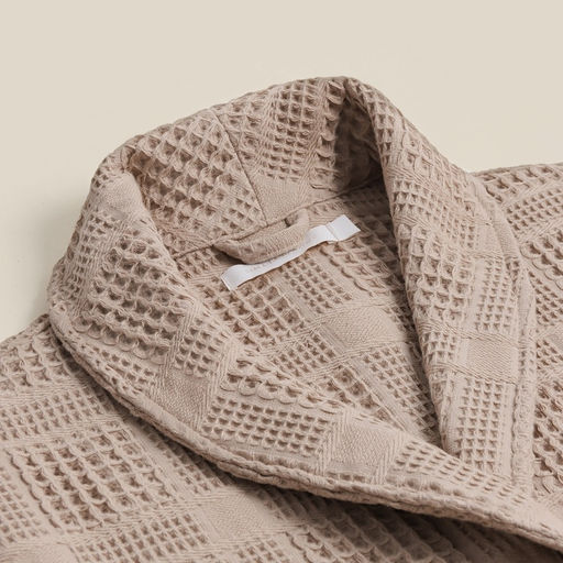 Халат вафельный мужской SL HOME: Chess «Саббиа», размер S, хлопок 100%, коричневый