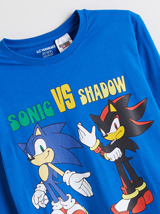 Bisiklet Yaka Sonic Bask?l? Erkek ?ocuk Pijama Tak?m?