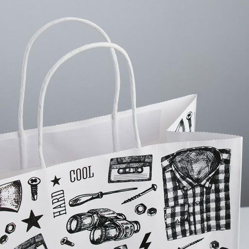 Цена за 2 шт. Пакет подарочный крафт, упаковка, Hard man, 28?32?15 см