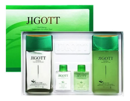 Jigott Well-Being Green Tea Homme Skin Care 2Set - Мужской набор уход за лицом Зеленый Чай (тонер, эмульсия)