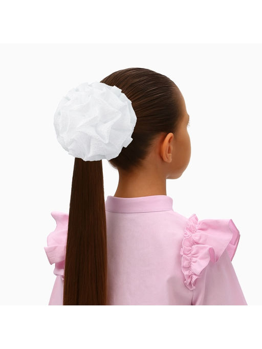Цена за 6 шт. Бант для волос на резинке «Школьница», волнушка классика, d=11 см, белый