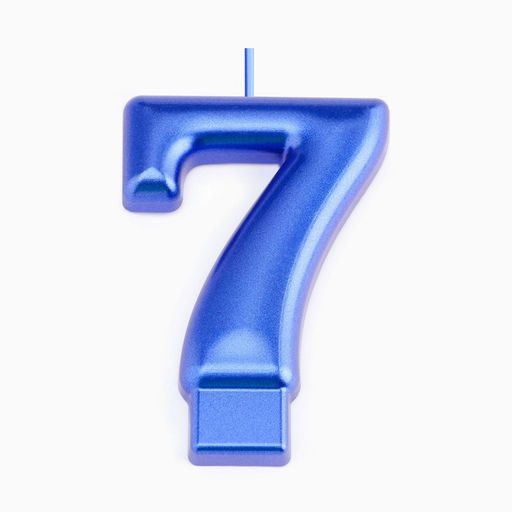 Цена за 3 шт. Свеча для торта «Европейская ГИГАНТ», цифра 7, 7 см, синий металлик