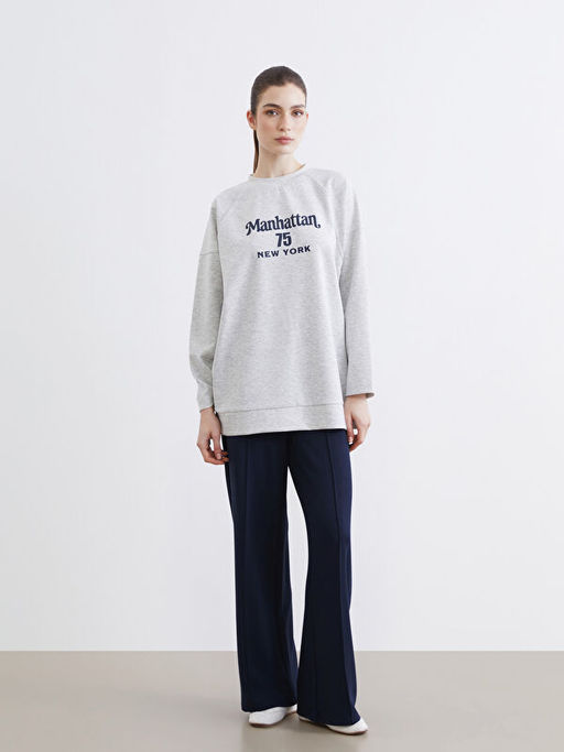 Bask?l? Soft Touch Oversize Kad?n Sweatshirt Tunik